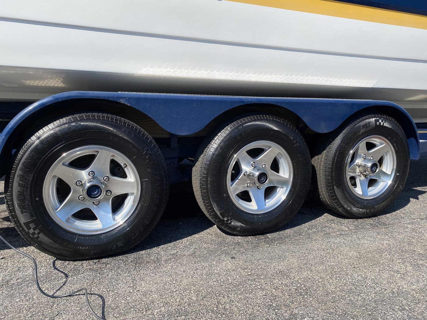 The same trailer wheels cleaned and dressed